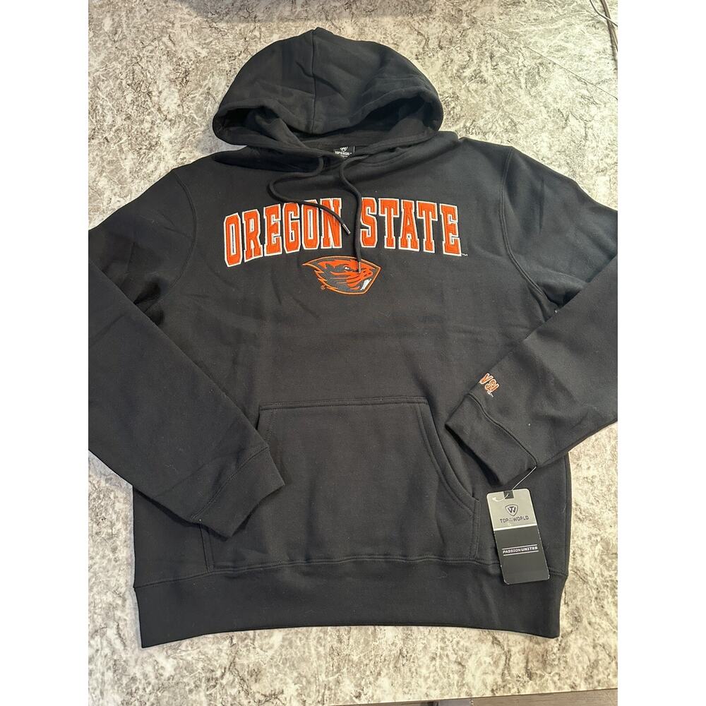 NWT Men’s Top Of The World Oregon State Beavers Hoodie Large Black Stitched
